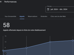 Graph représentant les performances d'appels effectués entre juillet 2024 et décembre 2024.